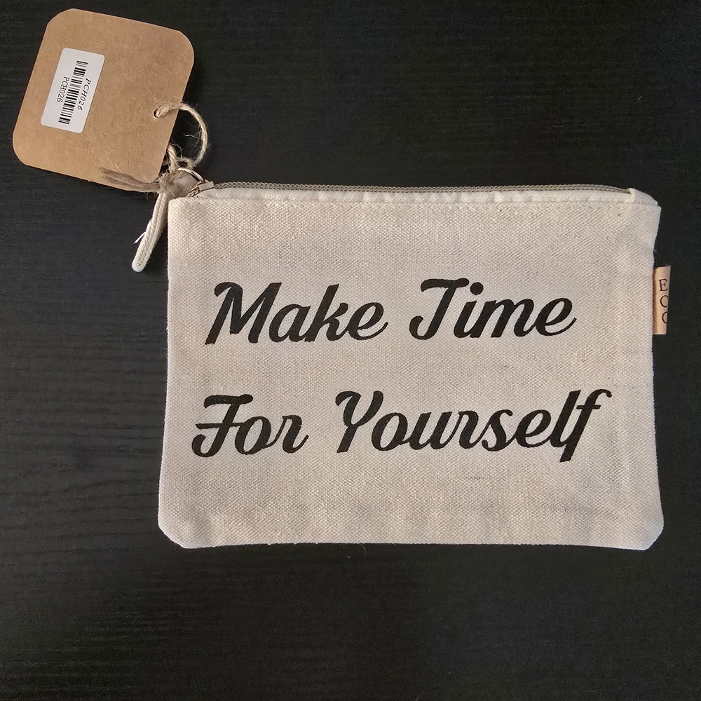 LOF Cream Cosmetic Bag with Black Text